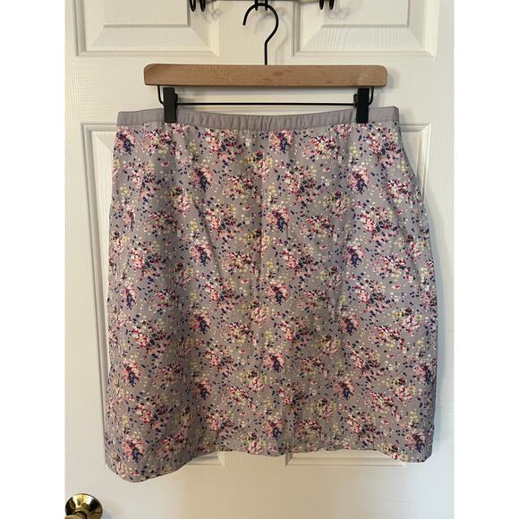 Boden Dresses & Skirts - Boden Short Skirt 12R Lined Floral All Cotton Gray Yellow Pink Flowers Size Zip